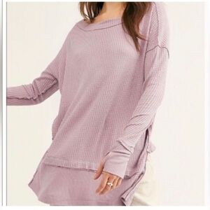 We The Free Lavender purple north shore long sleeve waffle top XS oversized